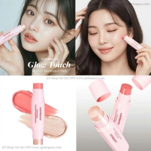 Thỏi má hồng 2 đầu Coringco Glow Touch Rouge - Màu #01 Rose Pink - Image 4