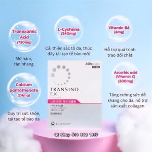 Viên Uống Transino EX - 240 viên mẫu mới - Japan - Date 08/2027 - Hộp - Image 5